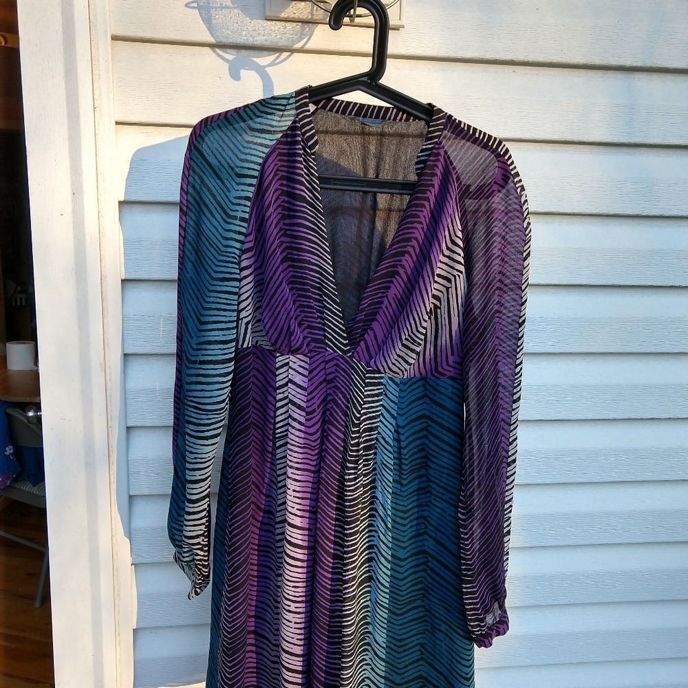 Armani Exchange Sz 8-10 Silk semi sheer ls mini